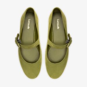 Never Worn Larroude Verona Ballet Flat In Seaweed Suede 7.5